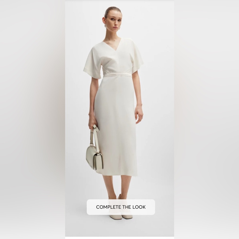 Hugo Boss Cream Dawinga Midi Dress
